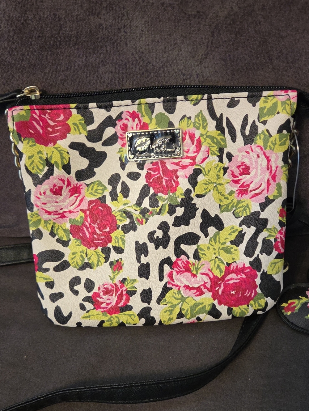 Betsey johnson Luv Betsey Purse Floral Leopard Crossbody Bag in Pink and Green
